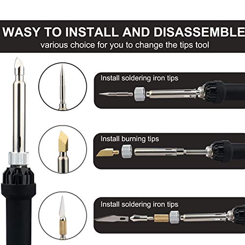 Pannow 65 Pcs Wood Burning Kit,Professional Soldering Iron Tips and DIY Drawing Template Carving Engraving Craft Tools for Woodworking, Leather - WoodArtSupply