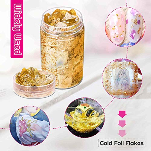 Gold Flakes for Resin, Paxcoo 15 Grams Gold Foil for Nails, Gold Foil Flakes Imitation Gold Leaf for Jewelry Resin, Nails and Jewelry Making - WoodArtSupply