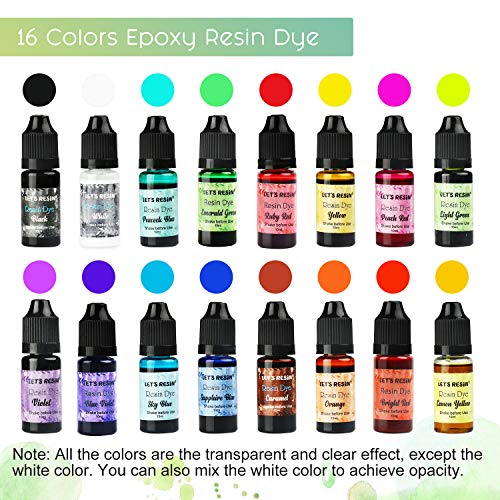 LET'S RESIN Epoxy Resin Paint Pigment 16 Color Concentrated Liquid Epoxy Resin Dye, Colorant for Resin Coloring, Resin Jewelry, Resin Art Crafts DIY LET'S RESIN