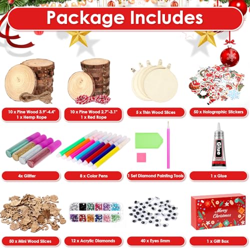 MAPVOLUT Christmas Wooden Arts and Crafts Kits for Kids, Arts & Crafts Gifts for Boys Girls Wooden Painting Kit Wood Slice Creative Activities Kits MAPVOLUT