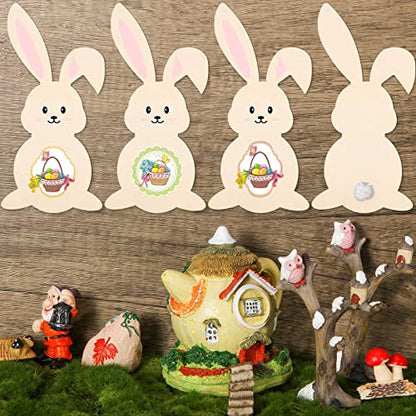 4 Pieces 16 Inch Easter Wooden Bunny Cutouts Unfinished Wooden Bunny Cutout Easter Rabbit Cutouts for Easter Crafts Easter Spring Decorations - WoodArtSupply