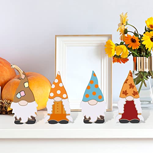 Whaline 10Pcs Tiered Tray Decor Unfinished Gnome Wooden Cutouts with Line Boy & Girl Gnome Table Wooden Signs DIY Freestanding Craft for Home Kitchen