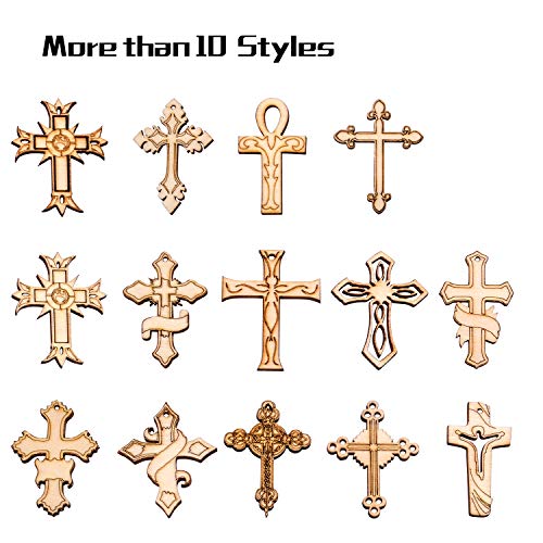 Hendevl Wooden Crosses Bulk,20pcs Mixed Natural Wood Crosses Charms for Crafting Jewelry Making Hendevl