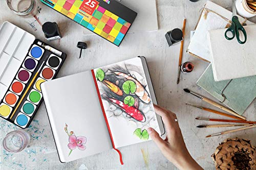 Arteza Small Sketch Book 3-Pack, 5.1x8.3 inch Sketch Pads, 100 Pages per Drawing Book, 118lb 175gsm, Hardcover Drawing Pad, Bookmark Ribbon, ARTEZA