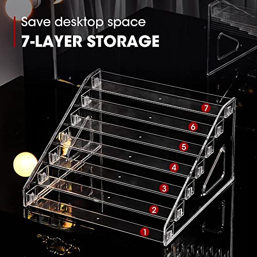 YIEZI Nail Polish Organizer 84 Bottles of 7 Layers Sunglass Organizer Acrylic Display Rack Eyeglasses Storage Essential Oils Holder Makeup Organizer YIEZI