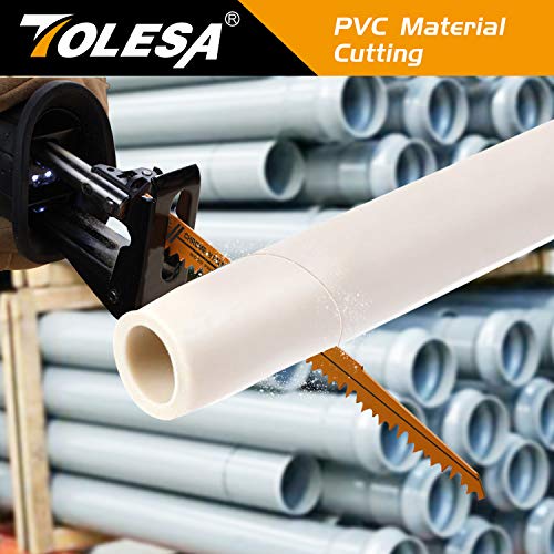 TOLESA Wood Pruning Reciprocating Saw Blades 12 inch 5 TPI Sawzall Blades Green Wood Construction Wood Cutting and PVC Pipe Cutting CRV Sharp Ground TOLESA