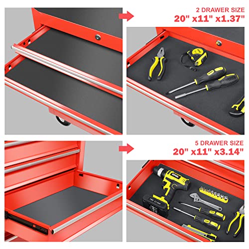 DNA MOTORING TOOLS-00264 7-Drawer Plastic Top Rolling Tool Cabinet with Keyed Locking System,27.55" L X 13" W X 30.31" H,Red DNA MOTORING