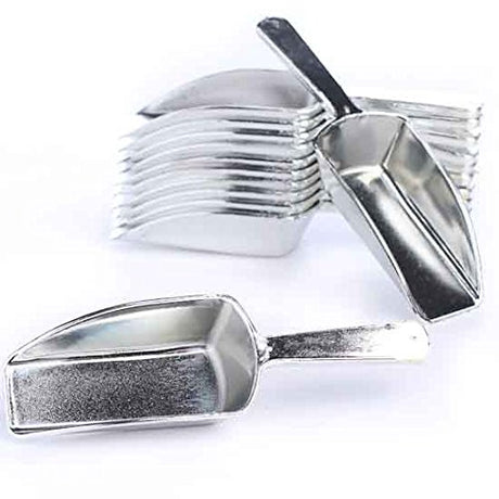 Candy Scoop Set - Package of 12 Shiny Silver Plastic Scoops for Wedding and Party Candy Buffets WoodArtSupply