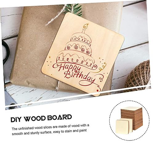 Gogogmee 50pcs Pieces Graffiti Wood Chips DIY Crafts Wood Top-Class Wood Material Wood Slices for Crafts Wood Discs Unfinished Wood Squares Blank Gogogmee