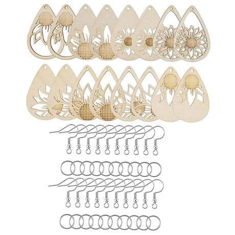 Anneome 1 Set Wooden Earrings African Cabochons for Jewelry Making Earring Hooks Earring Studs for Jewelry Making Unfinished Wooden Earring Making Anneome