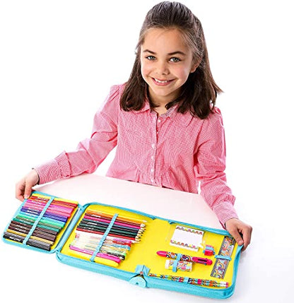 GirlZone Rainbow Jumbo Arts and Crafts Filled Stationery Pencil Case for Girls, Great Gift for Girls - WoodArtSupply