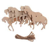 Dovewill 10Pieces Wood Horse Shape Cut Out Ornament Embellishment Tag with String Dovewill