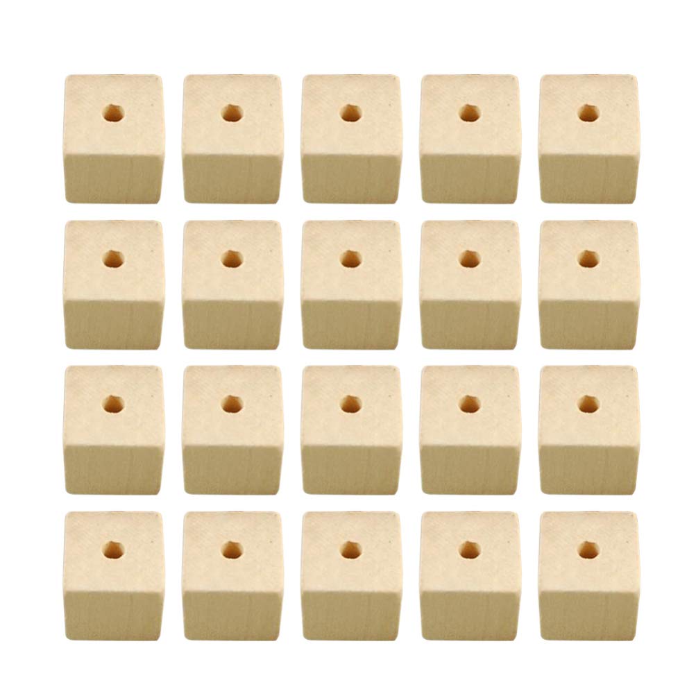 100pcs Wooden Square Beads Natural Blank Wood Cubes with Holes for Jewelry Necklace Creations, Crafts and DIY Projects（12 * 12MM）