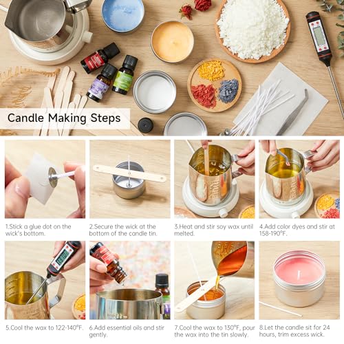 Shuttle Art Candle Making Kit, DIY Candle Making Supplies with Candle Jars, Soy Wax, Candle Wicks, Color Dyes, Fragrance Oil and Capacity Pot, Candle