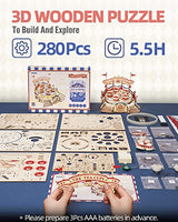 ROKR 3D Wooden Puzzles for Adults-LED Wooden Music Box Kits-Wood Model Kits to Build-3D Puzzles for Kids and Adults-Christmas STEM Toy Gifts ROKR