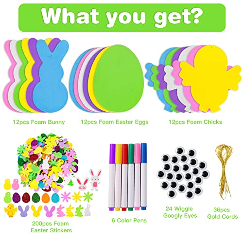 Max Fun 302pcs Foam Stickers Set DIY Egg Chick Easter Decorations for Kids Crafts Party Favors Supplies (Easter Egg+Bunny+Chicks) Max Fun