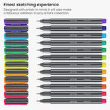ARTEZA Felt Tip Pens, Set of 12 Bright Brush Tip Calligraphy Pens for Note Taking, Sketching, Cross-Hatching, and Outlining, Dye-Based Ink, ARTEZA