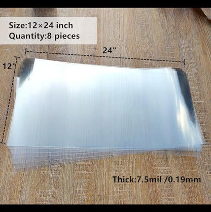 Clear Blank Stencil Sheet for Cricut. 8 Pack 12" x 24" 7.5mil/0.19mm Thick .Gift, Silhouette, Acetate Template Material,Craft Plastic Sheets