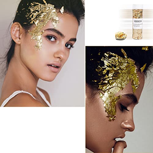Yeeech Imitation Gold Foil Flakes for Resin Decoration Stickers for Nails Face Eyes Hair DIY Painting Crafts Makeup Body Art Yeeech