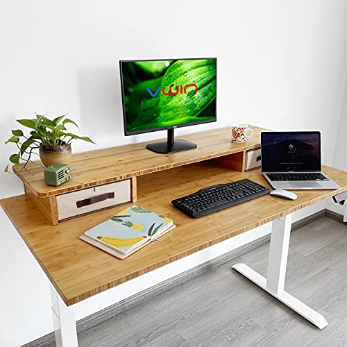 VWINDESK 72 x 30 x 1 Inch 100% Solid Bamboo Desk Table Top Only,for Standing Desk Home Office Desk with 60mm Grommets(Right Angle) VWINDESK