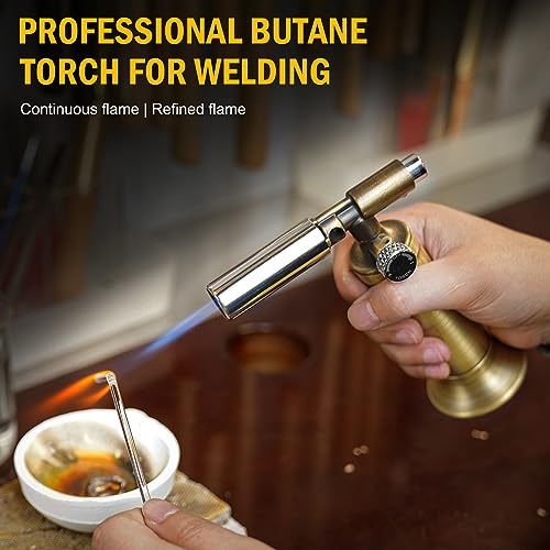ravs Butane Torch, Pure Copper Kitchen Torch with Adjustable Flame, Mini Torch Lighters Butane Refillable, Culinary Torch for BBQ, Baking. Culinary ravs