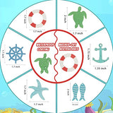 Coastal Cruise Ship Miniature Beach Themed Craft Wood Cutout Starfish, Sea Turtle, Sea Ring, Captain Wheel and Fish Small Wood Nautical Marine Jetec