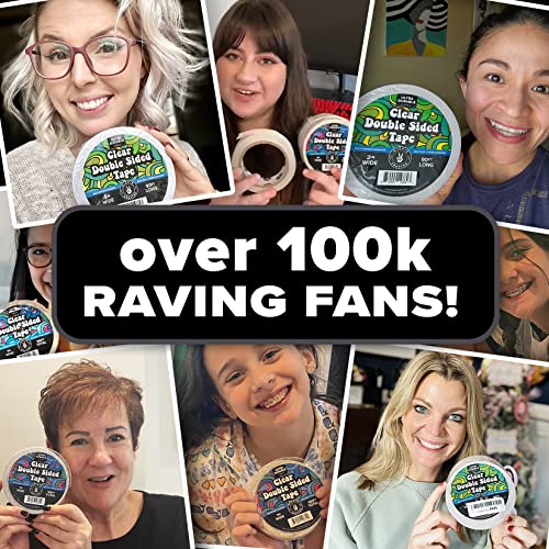 HIPPIE CRAFTER Clear Double Sided Tape for Crafts 2 inch Wide Heavy Duty Adhesive Tape Two Side Strong Sticky Thin Heavy Duty Mounting for Poster HIPPIE CRAFTER