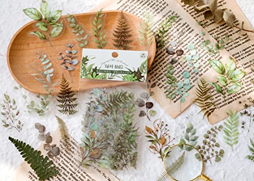 Knaid Botanical Stickers Set (320 Pieces) Pressed Flower Resin Decals Transparent Daisy Tulip Eucalyptus Leaf Mushroom Journaling Sticker for Knaid