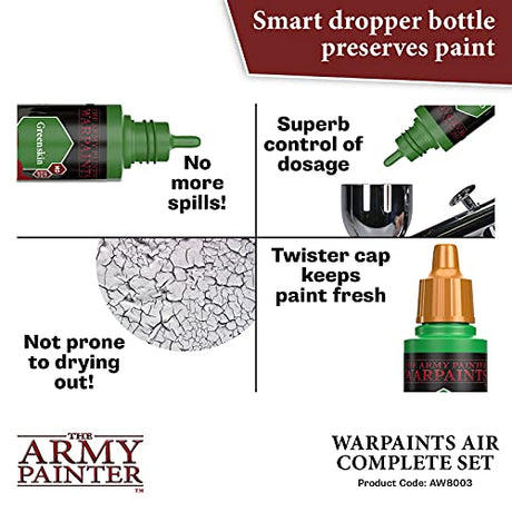 The Army Painter Warpaints Air Complete Set - 126 Non-Toxic Water Based Airbrush Paint Set – Miniature Paint for Tabletop Roleplaying, Boardgames, The Army Painter