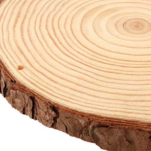 MANCHAP 10 PCS 6.7-7 Inch Drilled Wood Slices, Unfinished Predrilled Wooden Circles with Hanging String, Round Log Discs Log Slices with Holes for