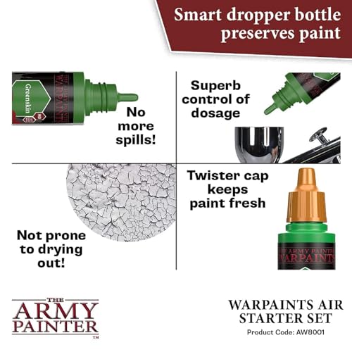 The Army Painter Warpaints Air Starter Set - Paint and Primer for Tabletop Roleplaying, Boardgames, and Wargames Miniature Model Painting - Non-Toxic - WoodArtSupply