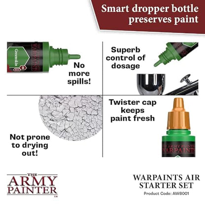 The Army Painter Warpaints Air Starter Set - Paint and Primer for Tabletop Roleplaying, Boardgames, and Wargames Miniature Model Painting - Non-Toxic - WoodArtSupply