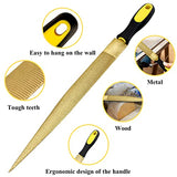 NKTM Wood File, Needle File Set Wood Files for Wood Working Wood Rasp Files Tools Golden Tapered Wood Rasp with Rubber Handle in Gift Bag for Carving NKTM
