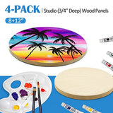Unfinished Round Birch Wood Canvas Panels Kit, Falling in Art 4 Pack of 2 Sizes 8' and 12' Studio 3/4’’ Deep Cradle Boards for Pouring Art, Crafts, Falling in Art
