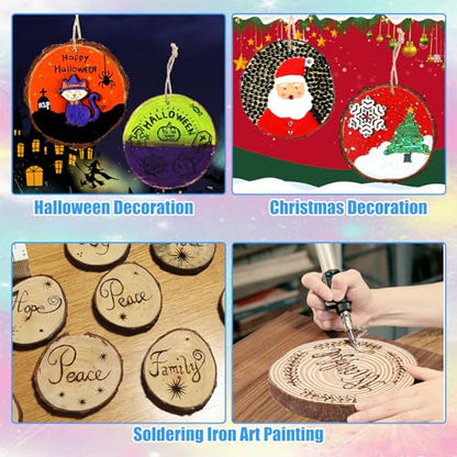 Christmas Wooden Arts and Crafts Kits for Kids Ages 8-12, 24 Wood Slices with Diamond Painting, DIY Creative Art Toys for Girls Boys, Arts&Crafts