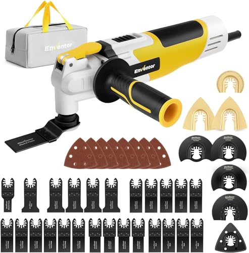 ENVENTOR Oscillating Multi Tools, 2.5A Electric Oscillating Saw Corded with 43PCS Accessories, 15000-22000 OPM, 6 Variable Speeds, 3°Oscillation - WoodArtSupply