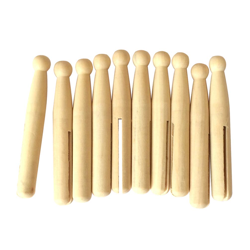Healifty 10pcs Unfinished Wooden Peg Dolls Wooden Clothes pin Doll Peg Baby Doll Unfinished Clothespins Peg DIY Sticks Round Wooden clothespins Healifty