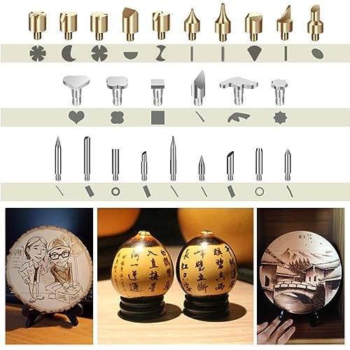 Wood Burning Kit, Pyrography Pen with Adjustable Temperature for Wood Leather Burning Carving Embossing Soldering with 27 Woodburning Points HEEPDD