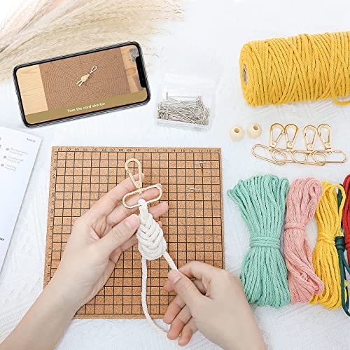 AceList DIY Macrame Kits for Adults Beginners, 5 Pcs Macrame Keychain Kit with Macrame Board and Pins, Cotton Macrame Cord Macrame Supplies, DIY - WoodArtSupply