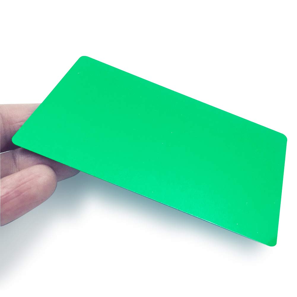 Ebamaz 50PCS Thick 0.45mm Aluminum Metal Business Cards Blanks 3.4 X2.13 inch for Customer Laser Engraving (Green, Blank) ebamaz