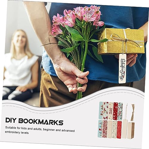 Tofficu 1 Set Wooden Bookmark Blank Tags Hand Made Hanging Tags Wood Art Bookmarks Wood Crafts Tags Unfinished Wooden Slices with Holes Unfinished Tofficu