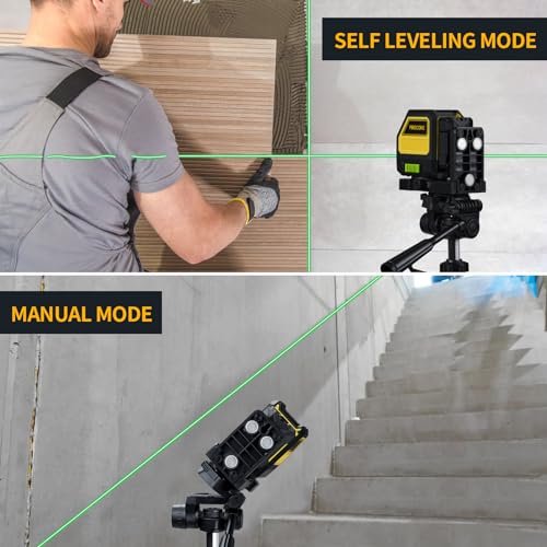 Firecore Professional Green Cross Line Laser, 130ft Self-Leveling Laser Level with Horizontal and Vertical Lines, IP54 Rating Manual Pulse Mode, 360° Firecore