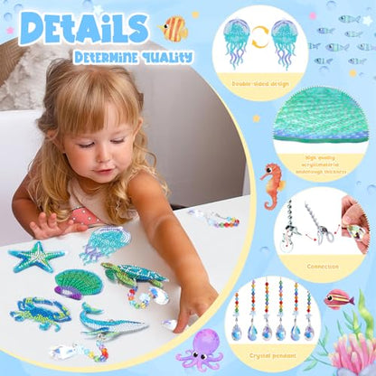 Arts and Crafts for Kids Ages 6-8-10-12: Crafts Toys for 6 7 8 9 10 Years Old Girls Birthday Gifts Ideas Diamond Arts Kits for Kids Gems Wind Chimes,