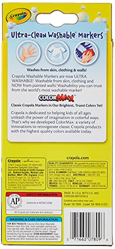 Crayola Ultra Clean Washable Markers, Fine Line Markers, School Supplies, 8 Count, Multicolor Crayola