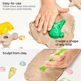 Arteza Kids Air-Dry Modeling Clay Kit, 6 x 8-oz Packs, 12 Sandy Clay Molds and 15 Assorted Sea-Life Beach Decorations, Soft, Pliable, Supplies Arteza Kids