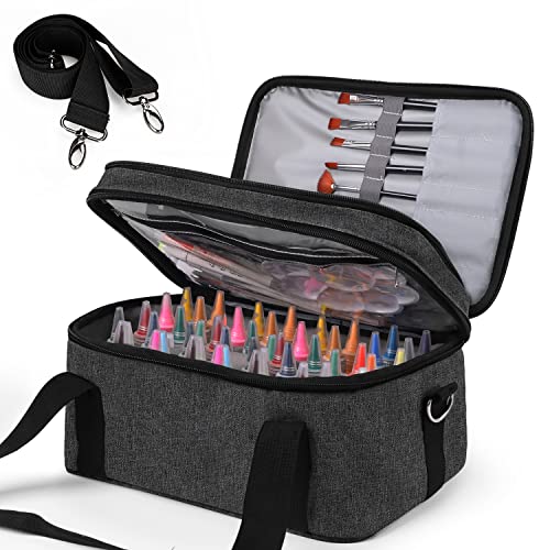 ALTLLEN Acrylic Paint Storage Case, Black, Unisex, Plastic and Leather, Ideal for Artists on-the-go - WoodArtSupply