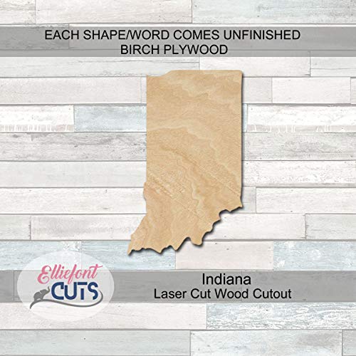 Indiana Wood Cutouts for crafts, Laser Cut Wood Shapes 5mm thick Baltic Birch Wood, Multiple Sizes Available - WoodArtSupply