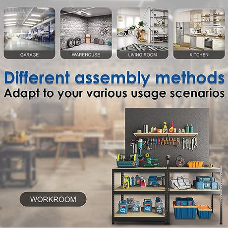 Prilinex Heavy Duty Storage Shelves 48" W x 24" D x 72" H - 5-Tier Adjustable Metal Garage Shelving Unit, Standing Utility Shelf Racks for Pantry Prilinex