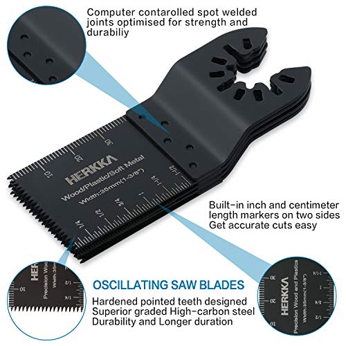 HERKKA 23 Metal Wood Oscillating Multitool Quick Release Saw Blades Compatible with Fein Multimaster Porter Cable Black & Decker Bosch Dremel - WoodArtSupply