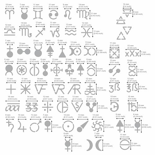 Aleks Melnyk No.398 Metal Stencil, Alchemical Symbols, Small Stencil, 1 PC, Template for Wood Burning, Engraving, Crafting, Scrapbook Aleks Melnyk
